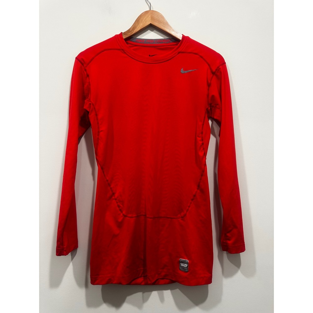 Nike Pro Combat Dri-FIT Compression Shirt Mens Large Red Long Sleeve Base Layer
